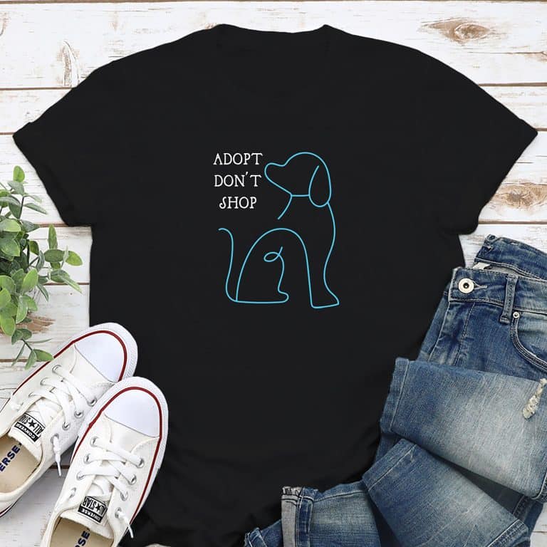 Adopt Don’t Shop Dog Stencil Standard Tee Black